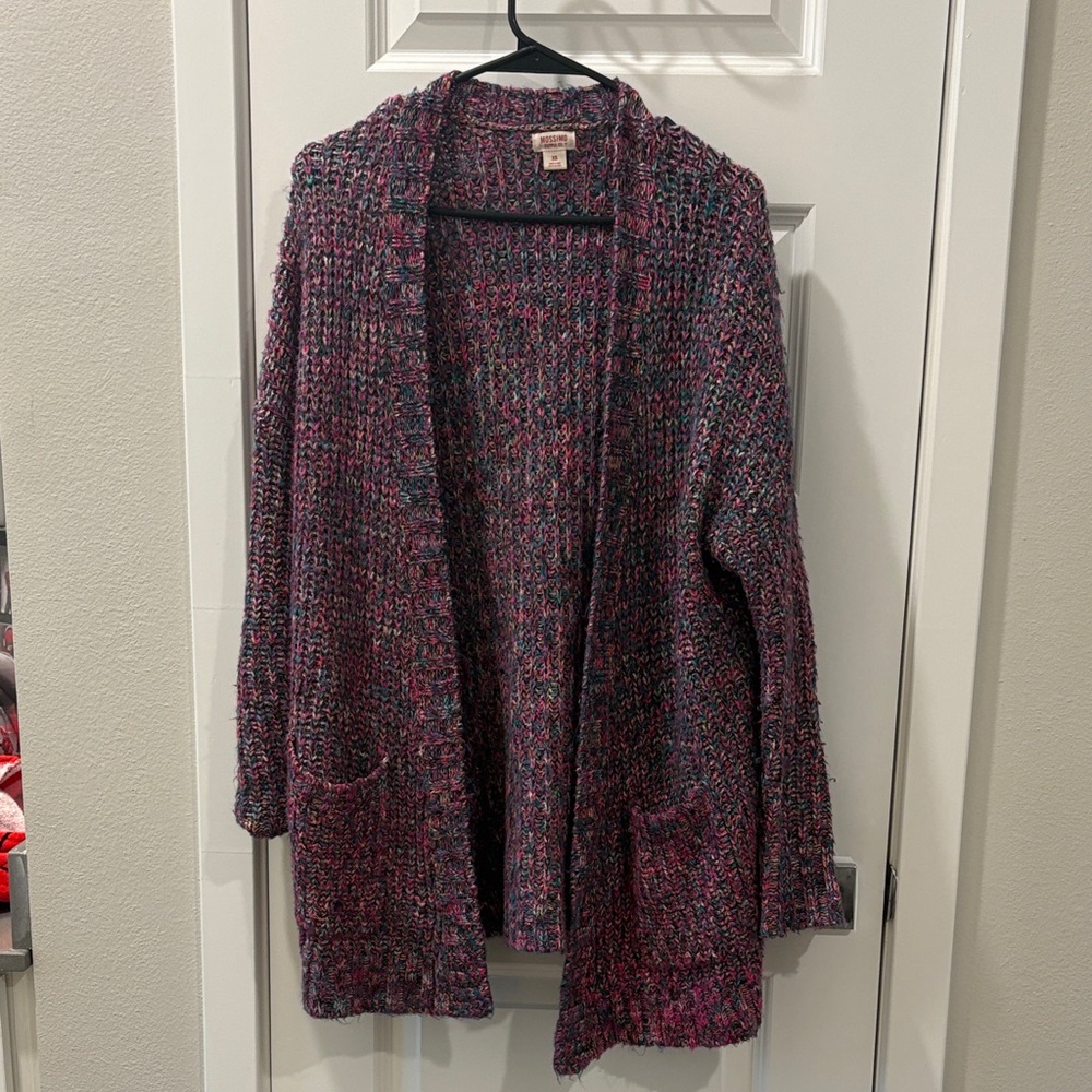 Mossimo Supply Co. Purple Multi-Color Open-Front Knit Cardigan